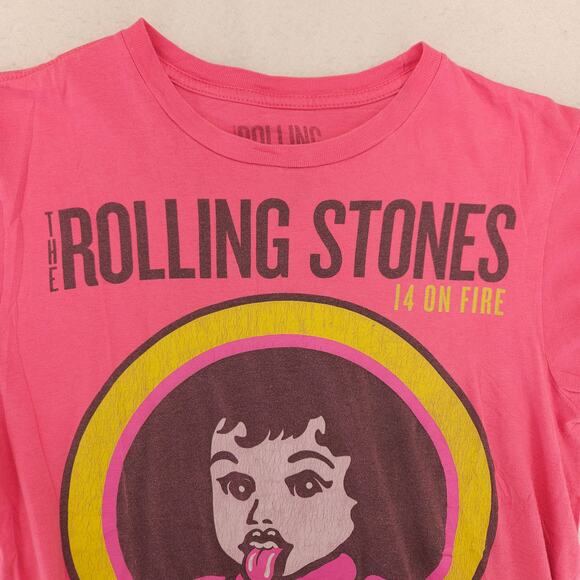 Rolling Stones I4 On Fire Band Graphic T Shirt Womens Size Medium M Pink - Picture 1 of 10